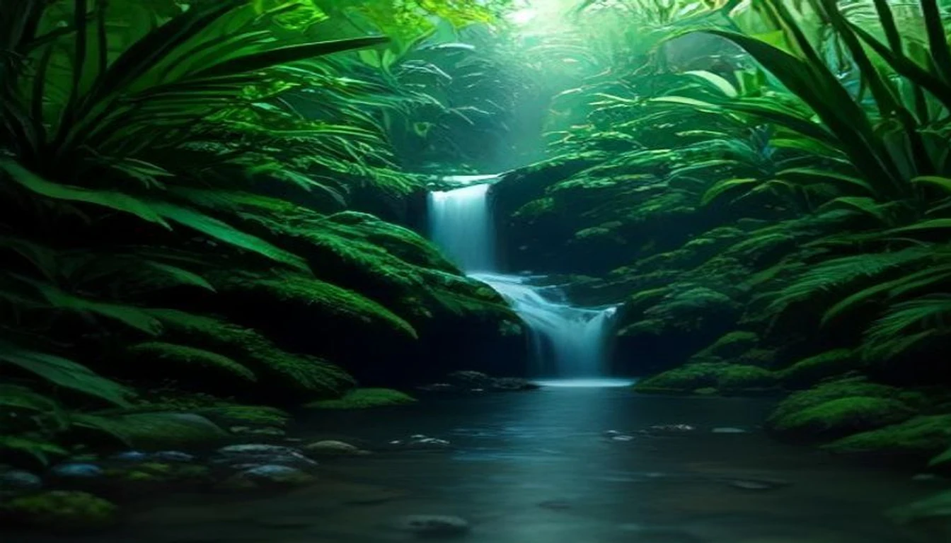 Chute d’eau et bassin naturel dans la forêt tropicale humide de la Basse-Terre