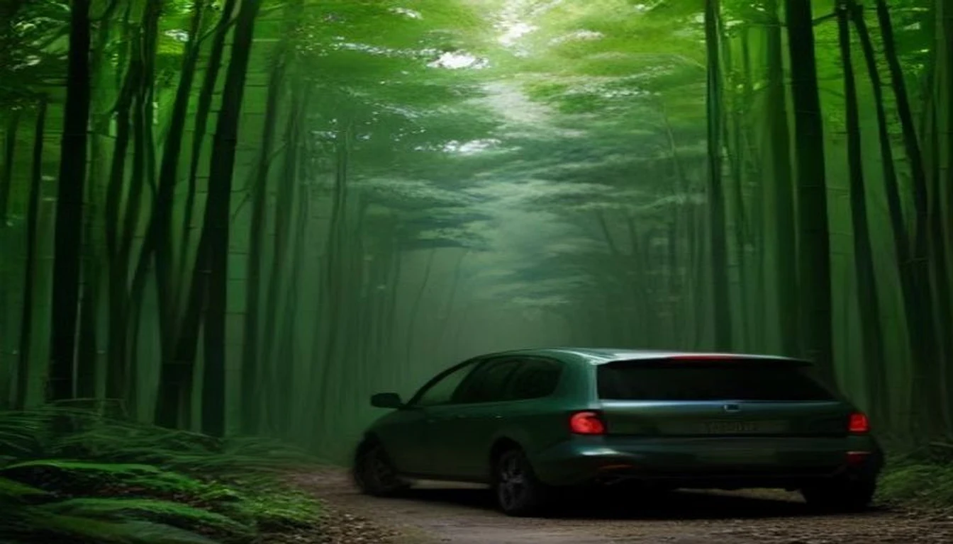 Aire de stationnement en lisière de forêt tropicale, au bord de la route de la Traversée